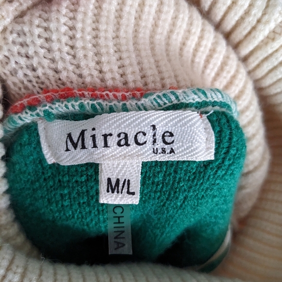 Miracle Tri-Tone Turtleneck Slit Back Sweater Sz M/L - Picture 7 of 9